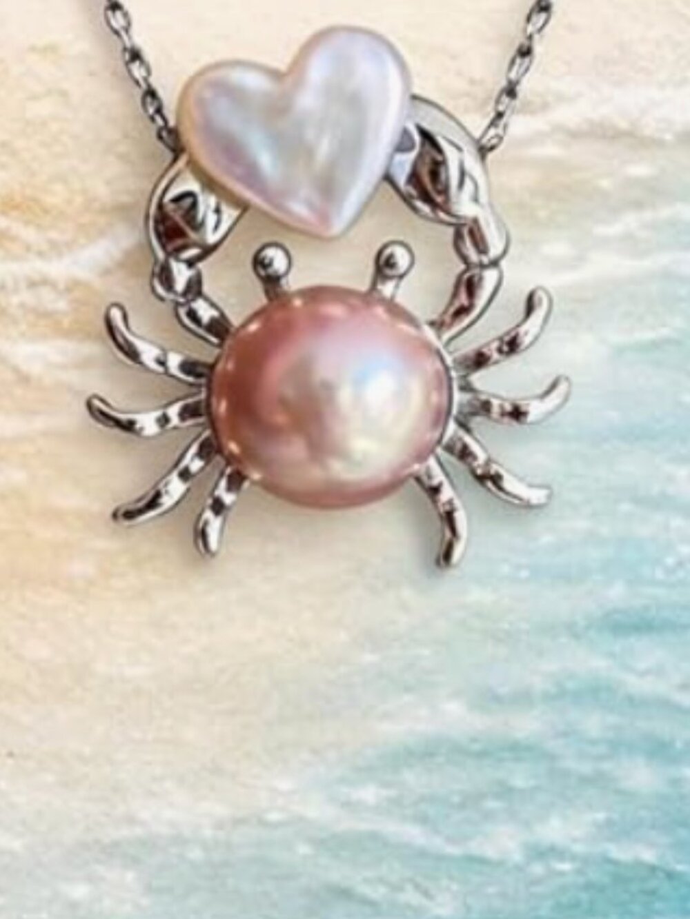 Anthro Heart & Crab Pearl Necklace